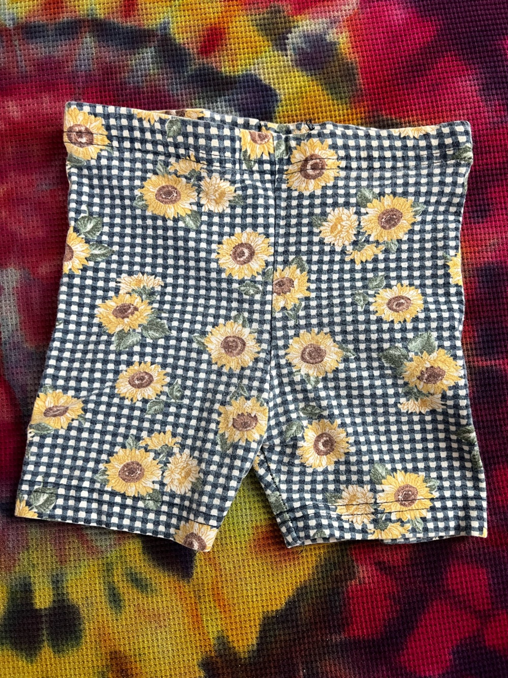 🌻 VTG 90s Beverly Hills Boulevard Sunflower Gingham Bike Shorts Toddler 3T